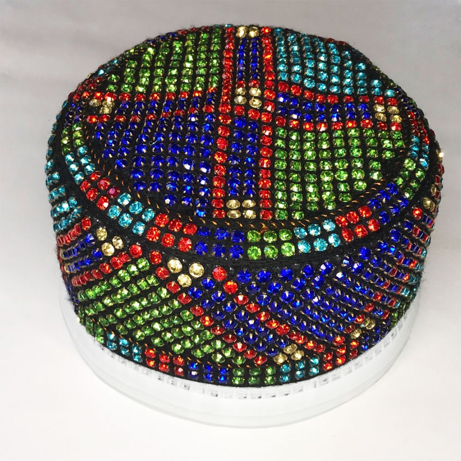 Multi Color Round Full Sindhi Nagina / Zircon Cap or Topi MKC-937